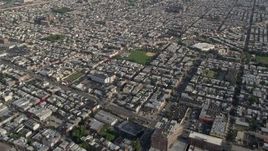 4.8K aerial stock footage of baseball field and urban homes, South Philadelphia, Pennsylvania Aerial Stock Footage | AX79_074