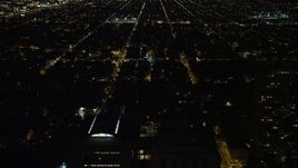 4.8K aerial stock footage flying over the Mall to approach Independence Hall, Philadelphia, Pennsylvania, Night Aerial Stock Footage | AX81_058