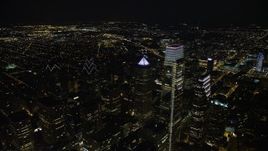 4.8K aerial stock footage flying by City Hall and over Downtown Philadelphia's skyscrapers, Pennsylvania, Night Aerial Stock Footage | AX81_068E