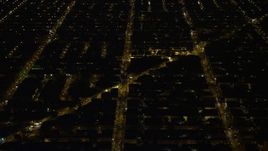 4.8K aerial stock footage of urban neighborhoods and city streets, South Philadelphia, Pennsylvania Night Aerial Stock Footage | AX81_070
