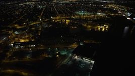 4.8K aerial stock footage of Veolia Energy power plant in South Philadelphia, Pennsylvania, Night Aerial Stock Footage | AX81_078