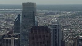 4.8K aerial stock footage of rooftops of Downtown Philadelphia's tallest skyscrapers, Pennsylvania Aerial Stock Footage | AX82_010