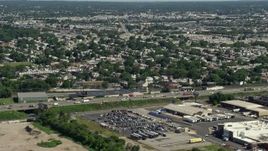4.8K aerial stock footage of Interstate 95 and urban neighborhoods, Philadelphia, Pennsylvania Aerial Stock Footage | AX82_032