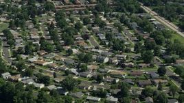 4.8K aerial stock footage flying over suburban neighborhood in Levitown, Pennsylvania Aerial Stock Footage | AX82_054