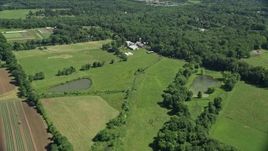 4.8K aerial stock footage of a farm and farmland in Lawrenceville, New Jersey Aerial Stock Footage | AX82_085