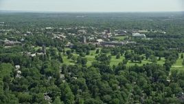 4.8K aerial stock footage approaching Princeton University buildings, New Jersey Aerial Stock Footage | AX82_090