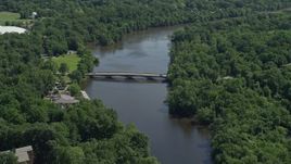 4.8K aerial stock footage of Shea Rowing Center by Lake Carnegie at Princeton University, New Jersey Aerial Stock Footage | AX82_101