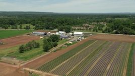 4.8K aerial stock footage of a farm and crop field by a country road, Skillman, New Jersey Aerial Stock Footage | AX83_001