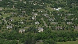 4.8K aerial stock footage of upscale homes and tree-lined streets in Belle Mead, New Jersey Aerial Stock Footage | AX83_004