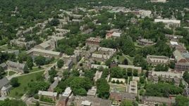 4.8K aerial stock footage flying by buildings at the Princeton University campus, New Jersey Aerial Stock Footage | AX83_023