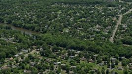 4.8K aerial stock footage of suburban neighborhoods around Lake Nelson in Piscataway Township, New Jersey Aerial Stock Footage | AX83_052