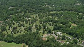 4.8K aerial stock footage flying by Hillside Cemetery in Edison, New Jersey Aerial Stock Footage | AX83_058