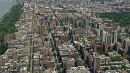 4.8K aerial stock footage of Upper West Side high-rises and wide avenues, New York City Aerial Stock Footage | AX83_116E