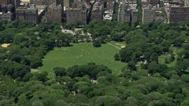 4.8K aerial stock footage of Sheep Meadow in Central Park, New York City Aerial Stock Footage | AX83_133
