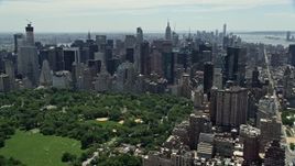 4.8K aerial stock footage approaching Midtown Manhattan from Central Park, New York City Aerial Stock Footage | AX83_139