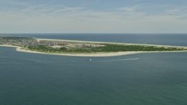 4.8K aerial stock footage approaching the beach at Breezy Point, Queens, New York Aerial Stock Footage | AX83_222