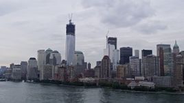 4K aerial stock footage Flying by World Trade Center, Lower Manhattan, New York, New York Aerial Stock Footage | AX84_015
