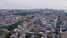 4K aerial stock footage of Central Park, seen from Morningside Heights, New York City Aerial Stock Footage | AX84_037