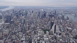 4K aerial stock footage Flying by Midtown Manhattan, New York, New York Aerial Stock Footage | AX84_057