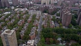 4K aerial stock footage Flying by housing projects, Lower East Side, New York, New York Aerial Stock Footage | AX84_100