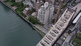 4K Aerial Video Flying by apartments on East River, Midtown Manhattan, New York, New York Aerial Stock Footage | AX84_142