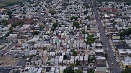 4K Aerial Video Flying by residential neighborhoods, Bayonne, New Jersey Aerial Stock Footage | AX84_171