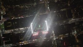 4K aerial stock footage Empire State Building, Midtown Manhattan, New York, New York, night Aerial Stock Footage | AX85_038