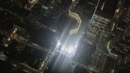 4K aerial stock footage 383 Madison Avenue, Midtown Manhattan, New York, New York, night Aerial Stock Footage | AX85_064