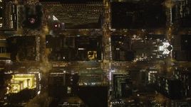4K aerial stock footage Flying over streets, skyscrapers, Midtown Manhattan, New York, New York, night Aerial Stock Footage | AX85_080