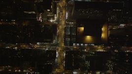 4K aerial stock footage Avenue of Americas, Midtown Manhattan, New York, New York, night Aerial Stock Footage | AX85_083