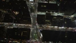 4K aerial stock footage Avenue of the Americas, Midtown Manhattan, New York, New York, night Aerial Stock Footage | AX85_087