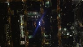 4K aerial stock footage Bird's eye view flying over Chelsea streets, New York, New York, night Aerial Stock Footage | AX85_089