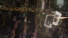 4K aerial stock footage Bird's eye view over streets, Midtown Manhattan, New York, New York, night Aerial Stock Footage | AX85_096