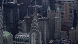 4K aerial stock footage fly toward the top of the Chrysler Building, Midtown Manhattan, New York City Aerial Stock Footage | AX86_042