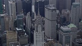 4K aerial stock footage flyby the Chrysler Building in Midtown Manhattan, New York City Aerial Stock Footage | AX86_046