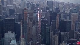 4K aerial stock footage tilt from Central Park to reveal Times Square in Midtown, New York City Aerial Stock Footage | AX86_055