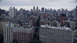 4K aerial stock footage flyby apartment buildings, Upper West Side, New York City Aerial Stock Footage | AX86_066