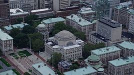 4K aerial stock footage orbit Low Library at Columbia University in Morningside Heights, New York City Aerial Stock Footage | AX86_073