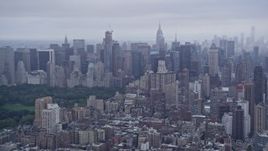 4K aerial stock footage of Midtown Manhattan skyscrapers seen from Upper West Side, New York City Aerial Stock Footage | AX86_081