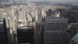 4K aerial stock footage Fly over Lower Manhattan, toward 8 Spruce Street, New York, New York Aerial Stock Footage | AX87_018