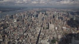 4K aerial stock footage Approaching Midtown Manhattan from Greenwich Village, New York, New York Aerial Stock Footage | AX87_073