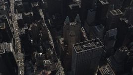4K aerial stock footage Tilt down to reveal Waldorf-Astoria, Midtown Manhattan, New York, New York Aerial Stock Footage | AX87_082