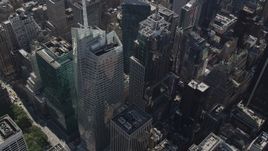 4K aerial stock footage Approaching Bank of America Tower, Midtown Manhattan, New York, New York Aerial Stock Footage | AX87_085