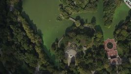4K aerial stock footage Bird's eye view flying over The Lake, Central Park, New York, New York Aerial Stock Footage | AX87_120