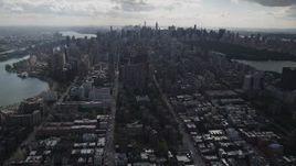 4K aerial stock footage Flying over apartment buildings, Upper East Side, Midtown Manhattan, New York Aerial Stock Footage | AX87_133