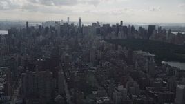 4K aerial stock footage Flying by Upper East Side, Midtown Manhattan, New York, New York Aerial Stock Footage | AX87_134