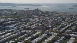 4K aerial stock footage of the Basilica of Our Lady of Perpetual Help and row houses, Brooklyn, New York Aerial Stock Footage | AX88_029