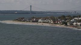 4K aerial stock footage of upscale beachfront homes in Coney Island, Brooklyn, New York Aerial Stock Footage | AX88_066