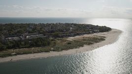 4K aerial stock footage of flying by homes near the beach, Coney Island, Brooklyn, New York, New York Aerial Stock Footage | AX88_074