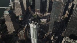 4K aerial stock footage of skyscrapers around the World Trade Center Memorial, Lower Manhattan, New York, New York Aerial Stock Footage | AX88_132